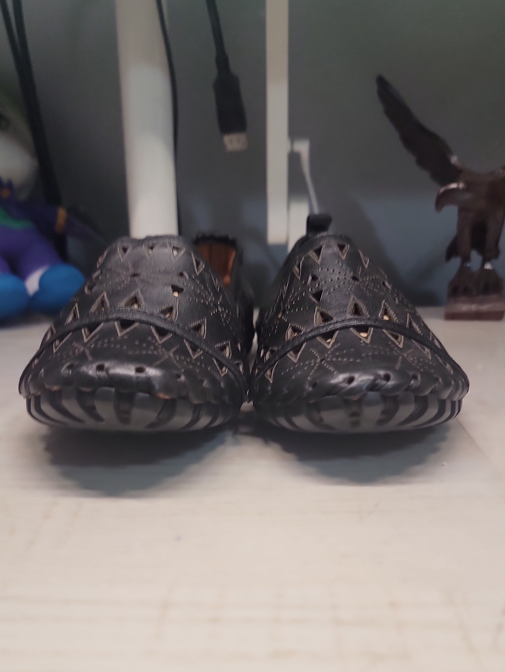 Women Spring Step Fusaro Black Leather Loafer Arch Support Comfort Flats